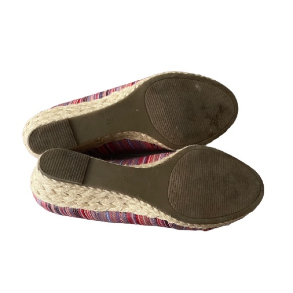 Coach Espadrille Pink-Multi Striped Wedges Size8.5 - Picture 7 of 8
